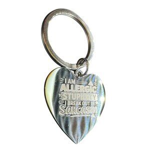 spirational Quote Heart Keychain, Stainless Steel, Silver 2*1 INC